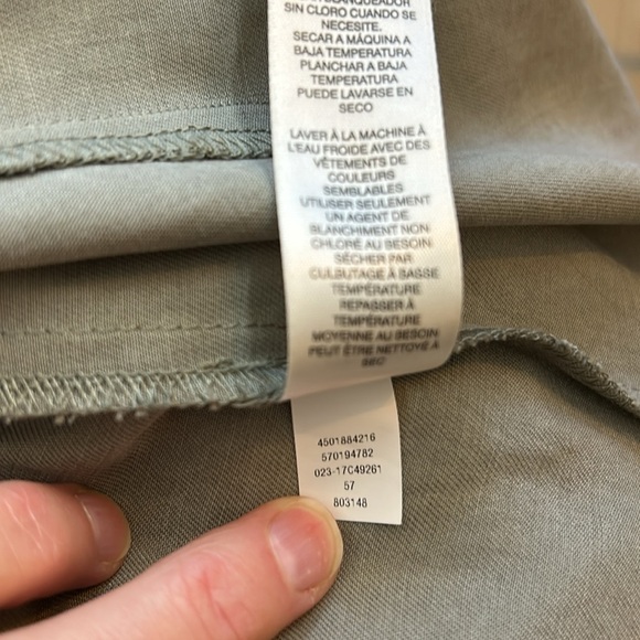 Chicos Ruffle Open Front Waterfall Duster Olive Green Jacket Chico’s Sz 2 Large - Picture 14 of 14